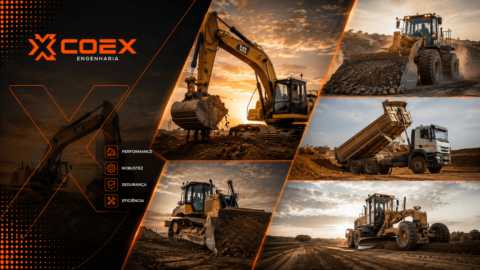 Máquinas pesadas em obra — COEX Engenharia